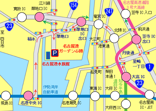 名古屋港水族館アクセスマップ・地下鉄