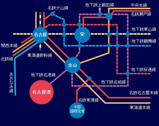 名古屋港水族館アクセスマップ・地下鉄